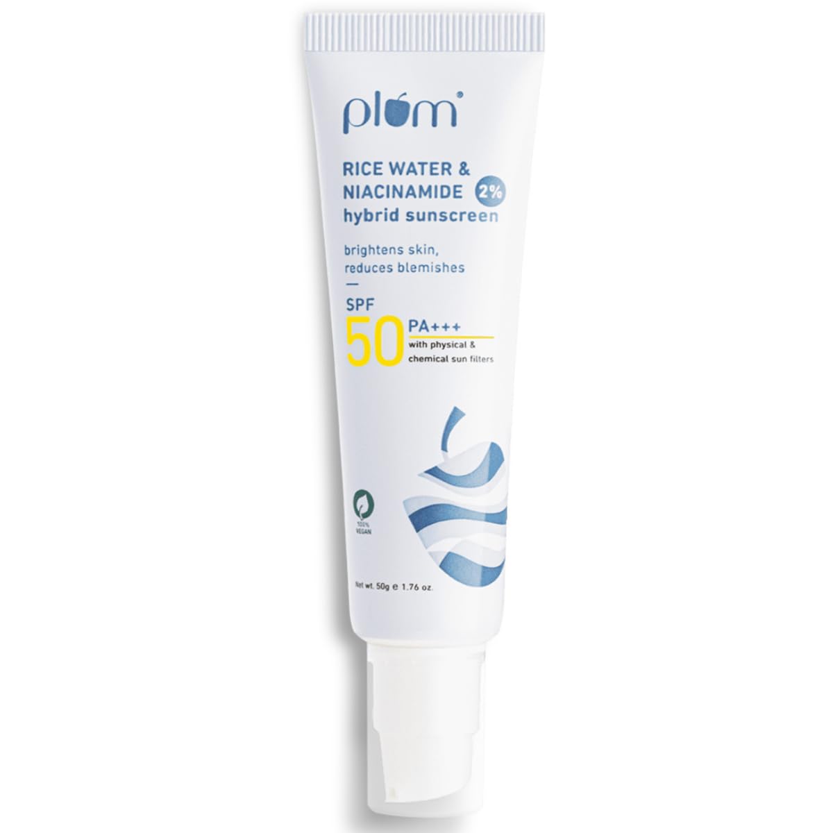 Plum 2% Niacinamide Sunscreen SPF 50 PA++++ With Rice Water | 4-hr Water Resistant | 3x Tan Reduction & Brightens | No White Cast, Lightweight, Non-Sticky | Dermatologically Tested | All Skin Types | Women & Men | 100% Vegan | 50g Plum 2% Niacinamide Sunscreen SPF 50 PA++++ With Rice Water | 4-hr Water Resistant | 3x Tan Reduction & Brightens | No White Cast, Lightweight, Non-Sticky | Dermatologically Tested | All Skin Types | Women & Men | 100% Vegan | 50g