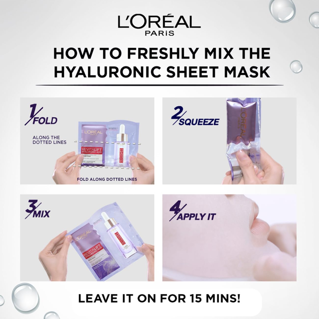L'Oréal Paris Revitalift Serum Sheet Face Mask, Fresh Mix, With Hyaluronic Acid + Natural Algae, 33g L'Oréal Paris Revitalift Serum Sheet Face Mask, Fresh Mix, With Hyaluronic Acid + Natural Algae, 33g