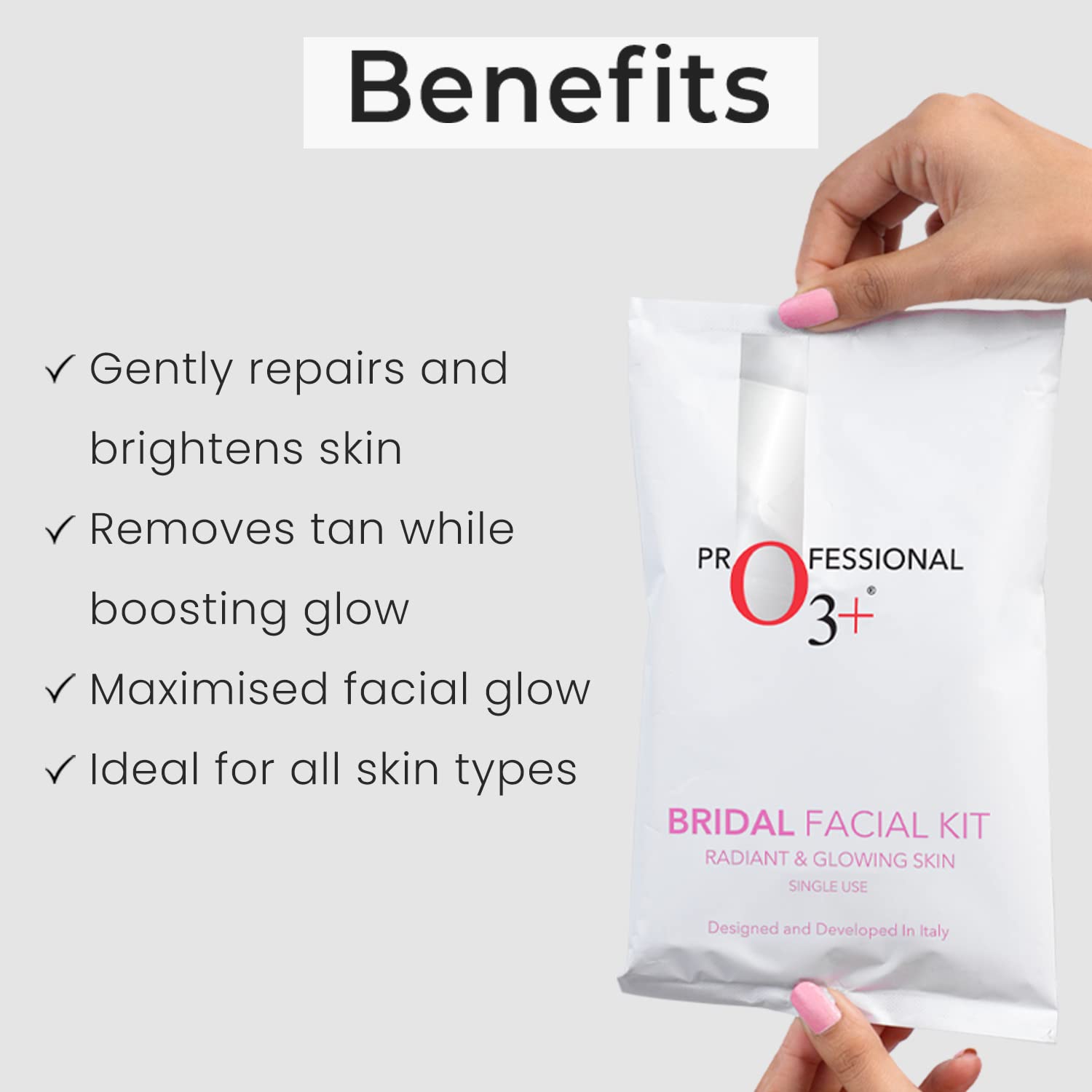 O3+ Bridal Facial Kit for Radiant & Glowing Skin with Hyaluronic Acid, Glycolic Acid and Niacinamide - Ideal for All Skin Types (60g+69ml) O3+ Bridal Facial Kit for Radiant & Glowing Skin with Hyaluronic Acid, Glycolic Acid and Niacinamide - Ideal for All Skin Types (60g+69ml)
