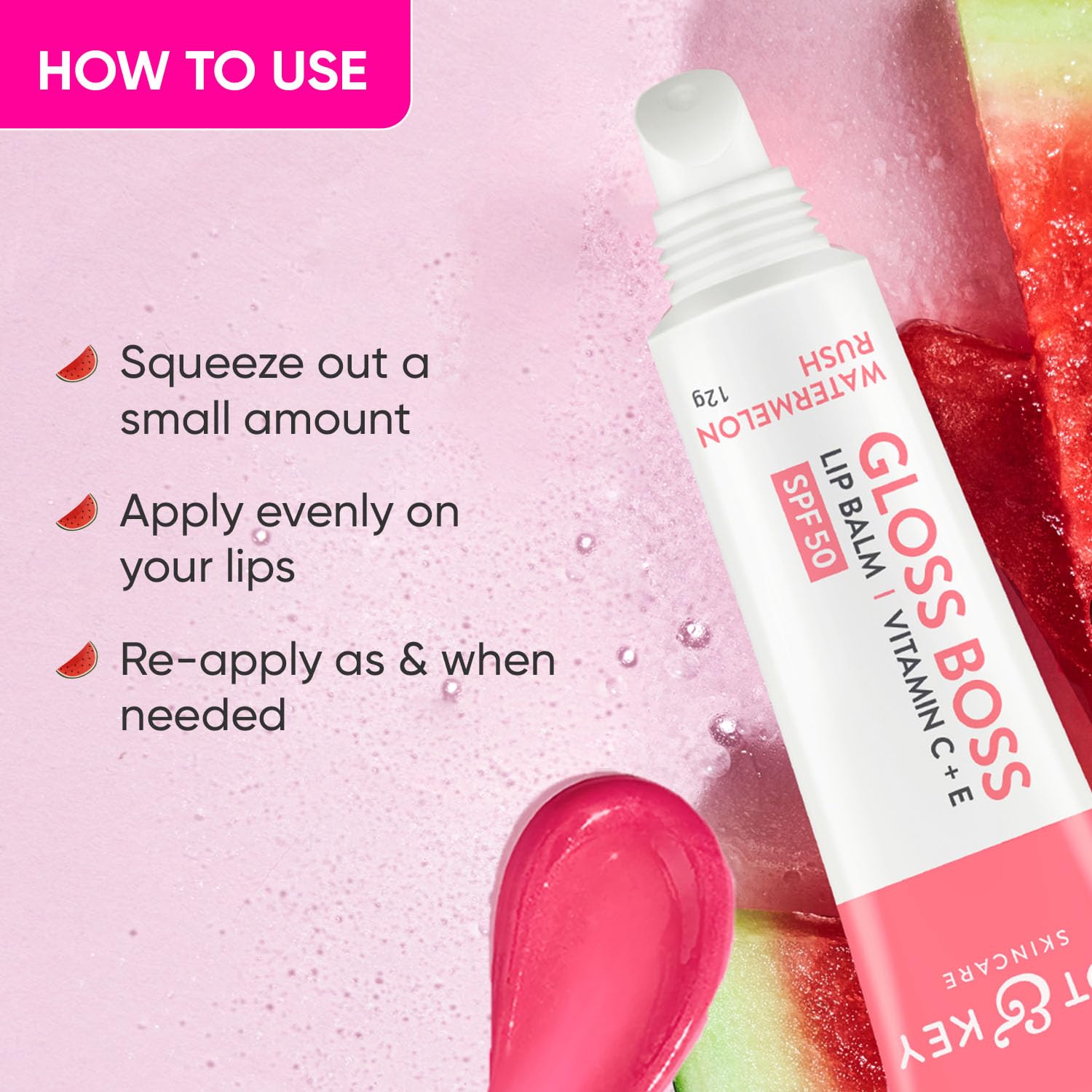 Dot and Key Gloss Boss Watermelon Lip Balm Vitamin C+ E With SPF 50 Dot and Key Gloss Boss Watermelon Lip Balm Vitamin C+ E With SPF 50