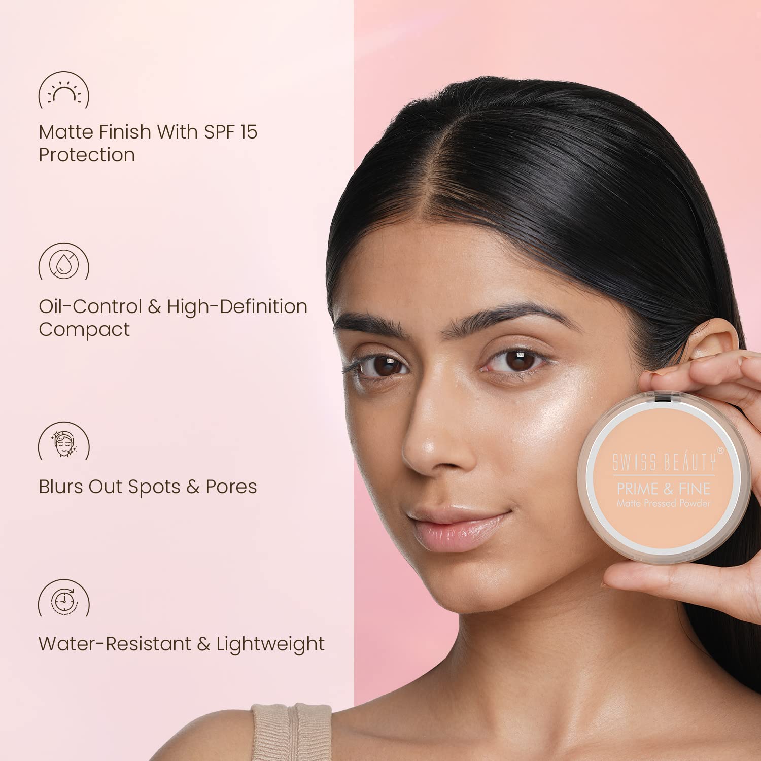 स्विस ब्युटी प्राइम आणि फाईन मॅट प्रेस्ड पावडर स्विस ब्युटी प्राइम आणि फाईन मॅट प्रेस्ड पावडर