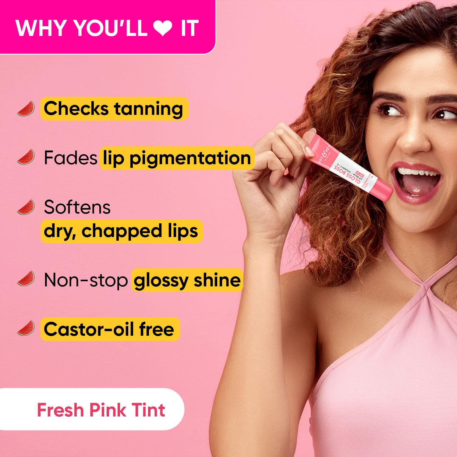 Dot and Key Gloss Boss Watermelon Lip Balm Vitamin C+ E With SPF 50 Dot and Key Gloss Boss Watermelon Lip Balm Vitamin C+ E With SPF 50