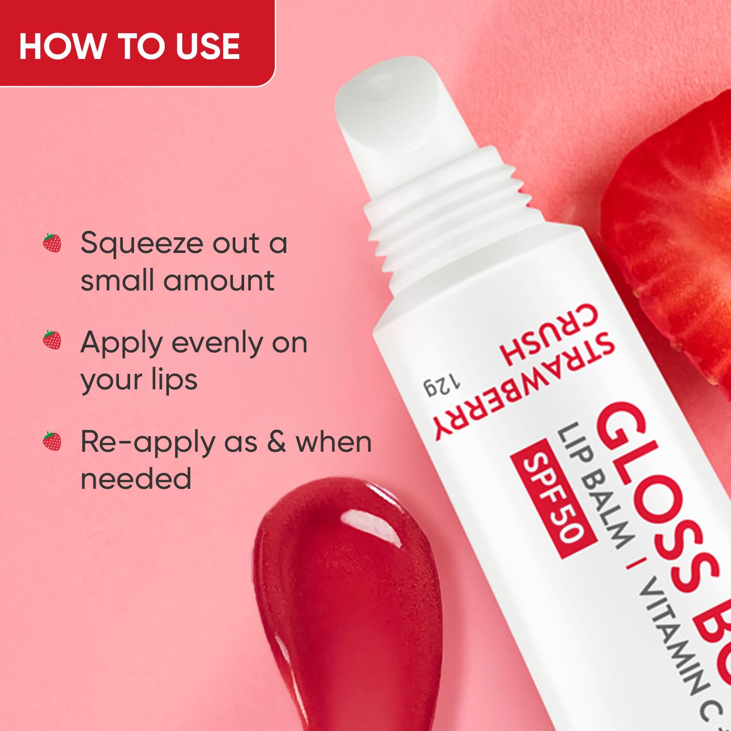 Strawberry Lip Balm With SPF 50 & Vitamin C Strawberry Lip Balm With SPF 50 & Vitamin C