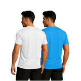 Printed Men Solid Round Neck Polyester T-Shirt (Pack of 2)