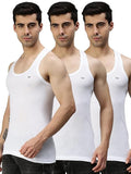 Men's White Round Neck Sleeveless Cotton Vest (Pack of 3)
