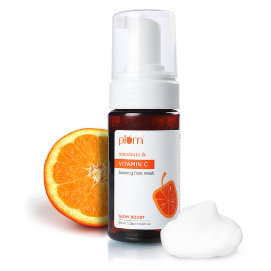 Plum Vitamin C Foaming Face Wash with Mandarin | For Glowing Skin | For Gentle Cleansing | For Hyperpigmentation & Dull Skin | Sulphate-Free | 100% Vegan