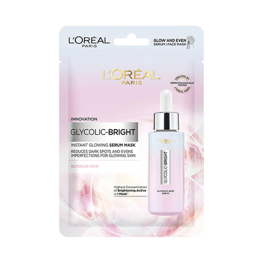 L'OREAL PROFESSIONNEL PARIS Glycolic Bright Glowing Serum Sheet Mask, Face Mask For Glowing Skin, 22 G