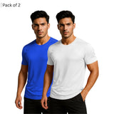 Men Solid Round Neck Polyester T-Shirt (Pack of 2)