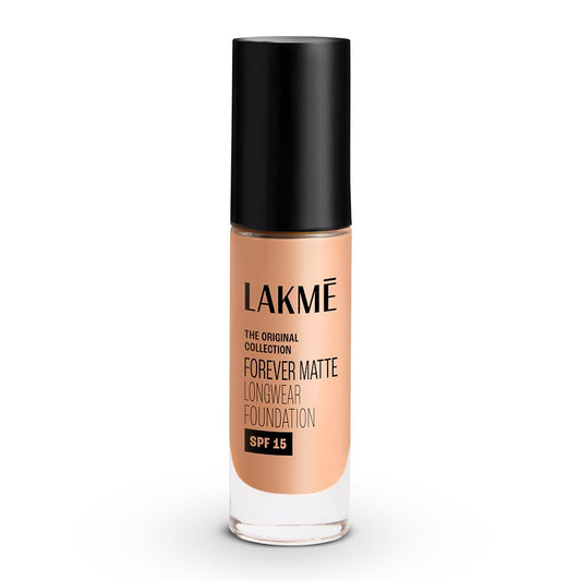 Lakme Forever Matte Longwear Foundation with SPF 15 and Active Niacinamide | Brightens Skin | Long Lasting Matte Finish - 25 ml