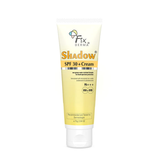 Fixderma Shadow Sunscreen SPF 30+ PA+++ Cream For Dry Skin | Broad Spectrum For UVA & UVB Protection | Non-Greasy | Water Resistant | No White Cast | Sunscreen For Dry Skin | For Men & Women | 75g