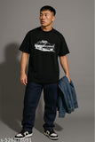 Men's Black T-Shirt with Vintage Car Print