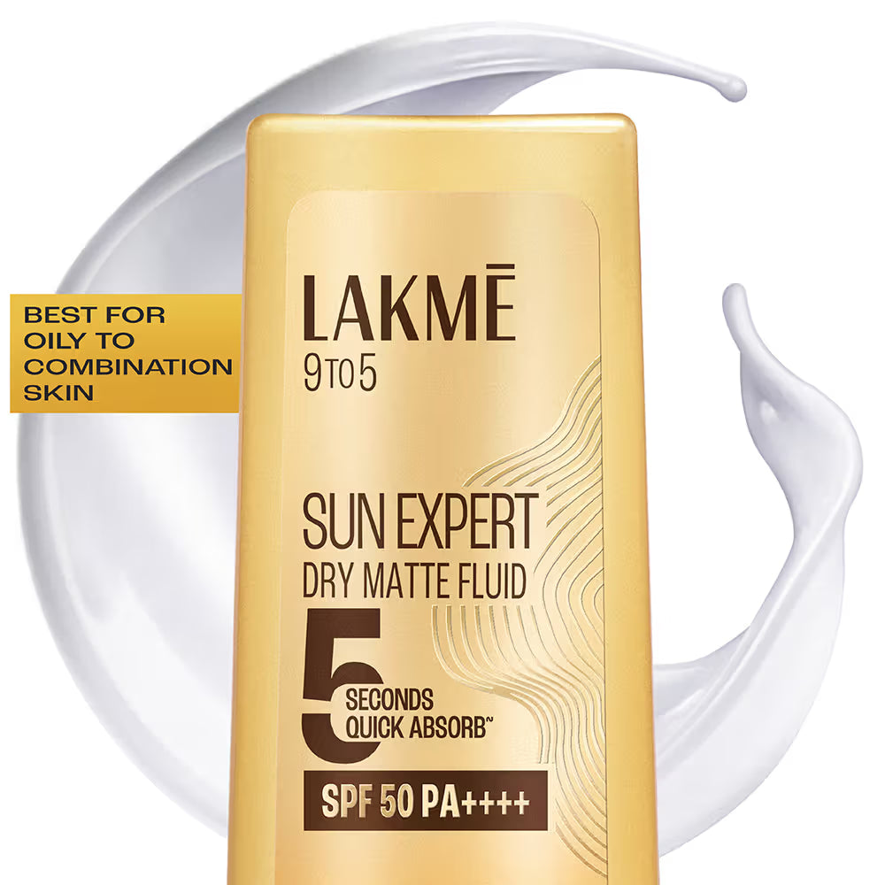 Lakme Sun Expert Dry Matte Fluid SPF 50++++ Sunscreen with 1% niacinamide & ceramide, for oily skin & combination skin 50ml