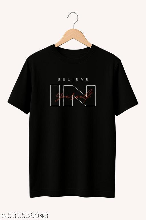 Men's Black Motivational T-Shirt with Stylish Print