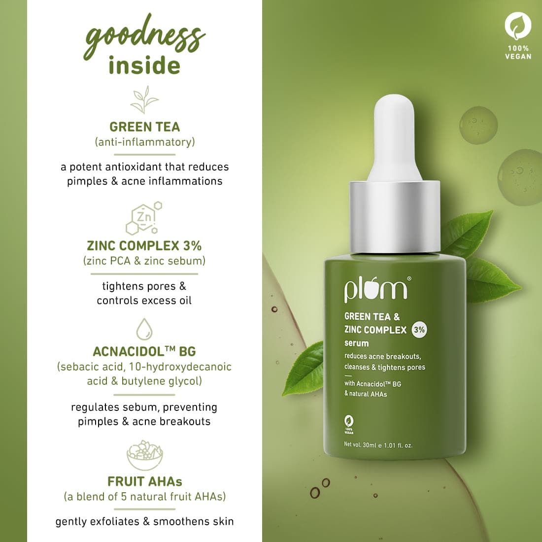 Face Serum with Green Tea for Acne Control
