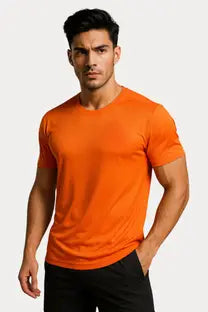 Men Solid Round Neck Polyester T-Shirt