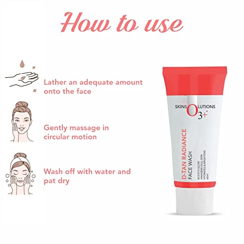 O3+ D-Tan Radiance Face Wash 60g With Vitamin C for Glowing Skin and Deep Cleansing | Detan Face Wash for TAN Removal, All Skin Types