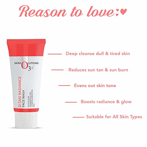 O3+ D-Tan Radiance Face Wash 60g With Vitamin C for Glowing Skin and Deep Cleansing | Detan Face Wash for TAN Removal, All Skin Types