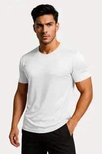 Men Solid Round Neck Polyester T-Shirt