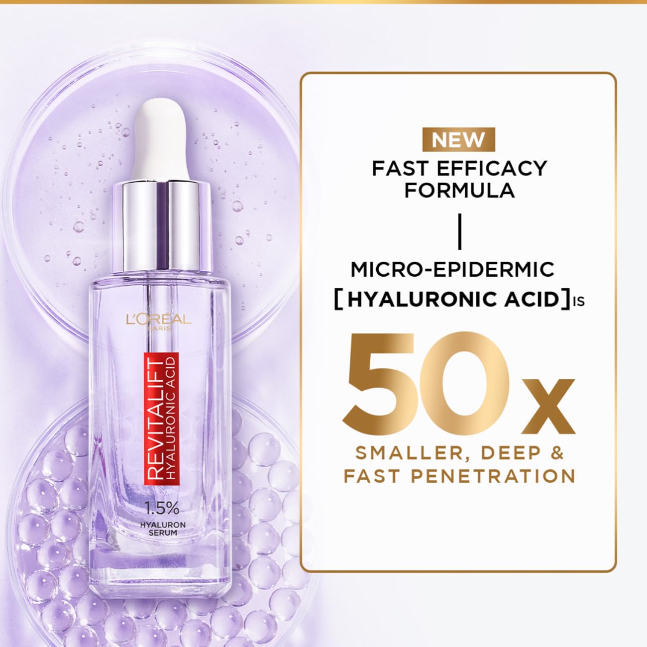 L'Oréal Paris Revitalift 1.5% Hyaluronic Acid Serum, Volume: 15ml, Intensely hydrates, smooths, and replumps skin, Fragrance free, paraben free, alcohol free formulation