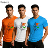 Printed Men Solid Round Neck Polyester T-Shirt (Pack of 3)
