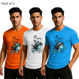 Printed Men Solid Round Neck Polyester T-Shirt (Pack of 3)