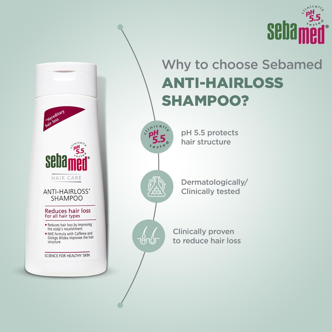 Sebamed Anti-hair Loss Shampoo - Clinically Proven To Reduce Hair Loss With NHE Formula & Caffeine Ph 5.5