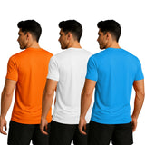 Printed Men Solid Round Neck Polyester T-Shirt (Pack of 3)