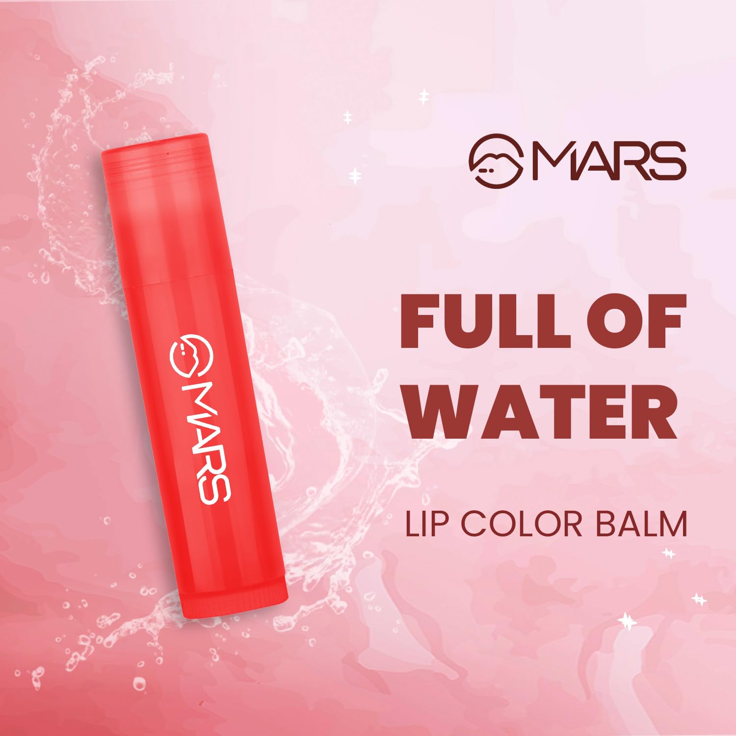 MARS Full of Water Sheer Tinted Lip Balm (4.2gm) (Cherry Love) | Enriched with Shea Butter | Hydration & Moisturising | Lightweight Formula