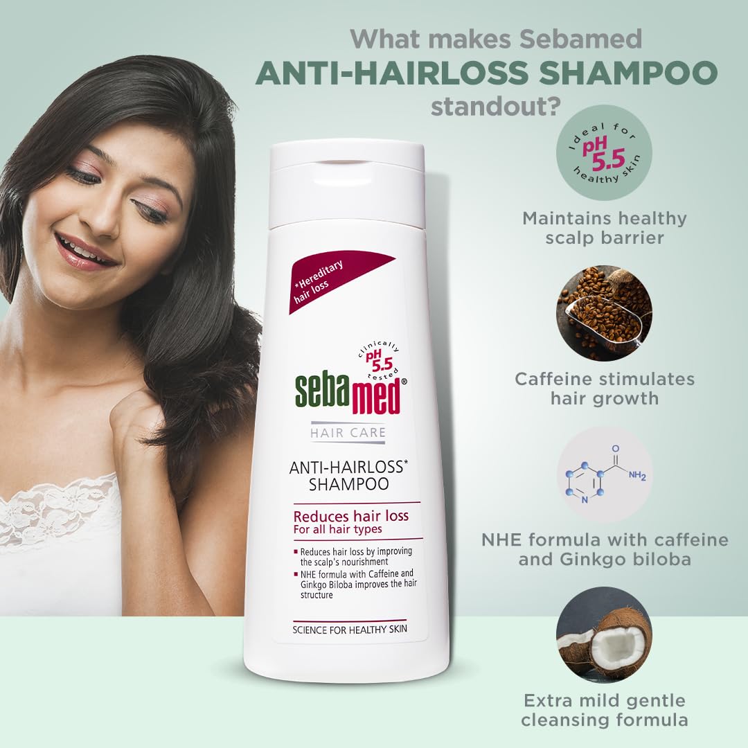 Sebamed Anti-hair Loss Shampoo - Clinically Proven To Reduce Hair Loss With NHE Formula & Caffeine Ph 5.5