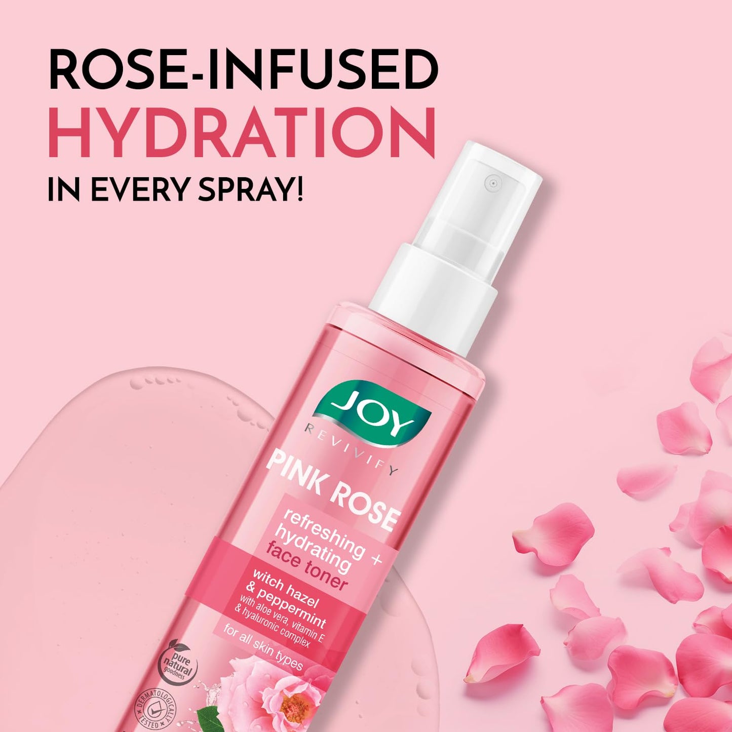 Pink Rose Water Toner With Vitamin E & Aloe Vera