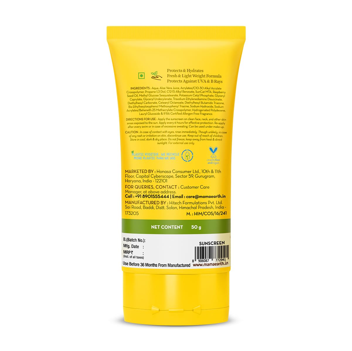 Hydragel Sunscreen SPF 50 With Aloe & Raspberry