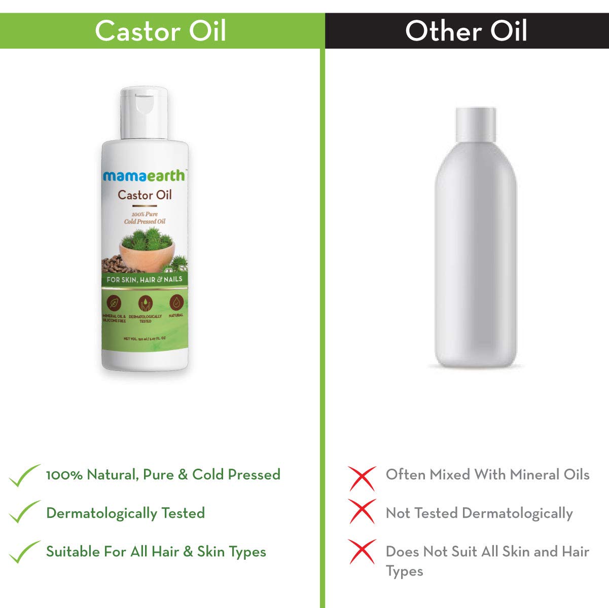 Pure Castor Oil For Hair Skin & Nails