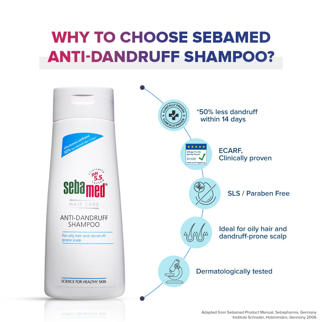 Sebamed Anti-dandruff Shampoo - Reduces Dandruff By 50% In 2 Weeks Ph 5.5 With Piroctone Olamine