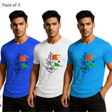 Printed Men Solid Round Neck Polyester T-Shirt (Pack of 3)