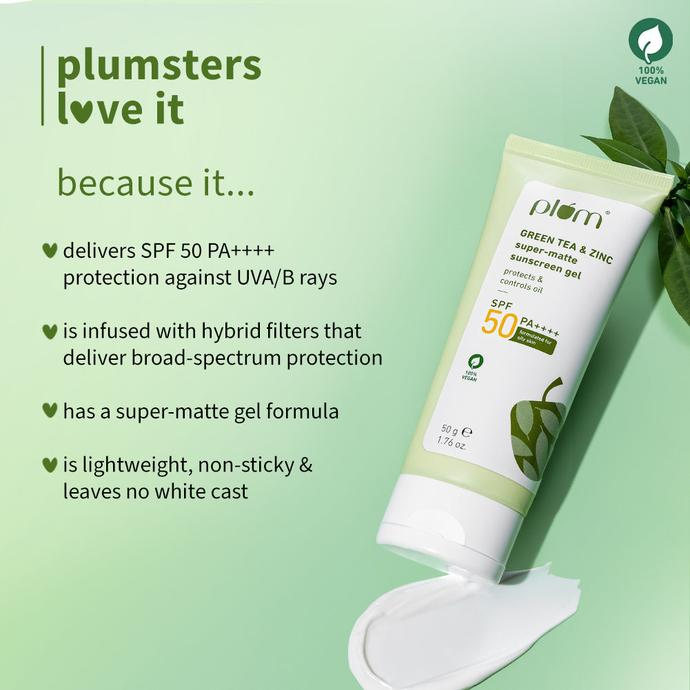 Green Tea Zinc Matte Sunscreen Gel for Oily Skin