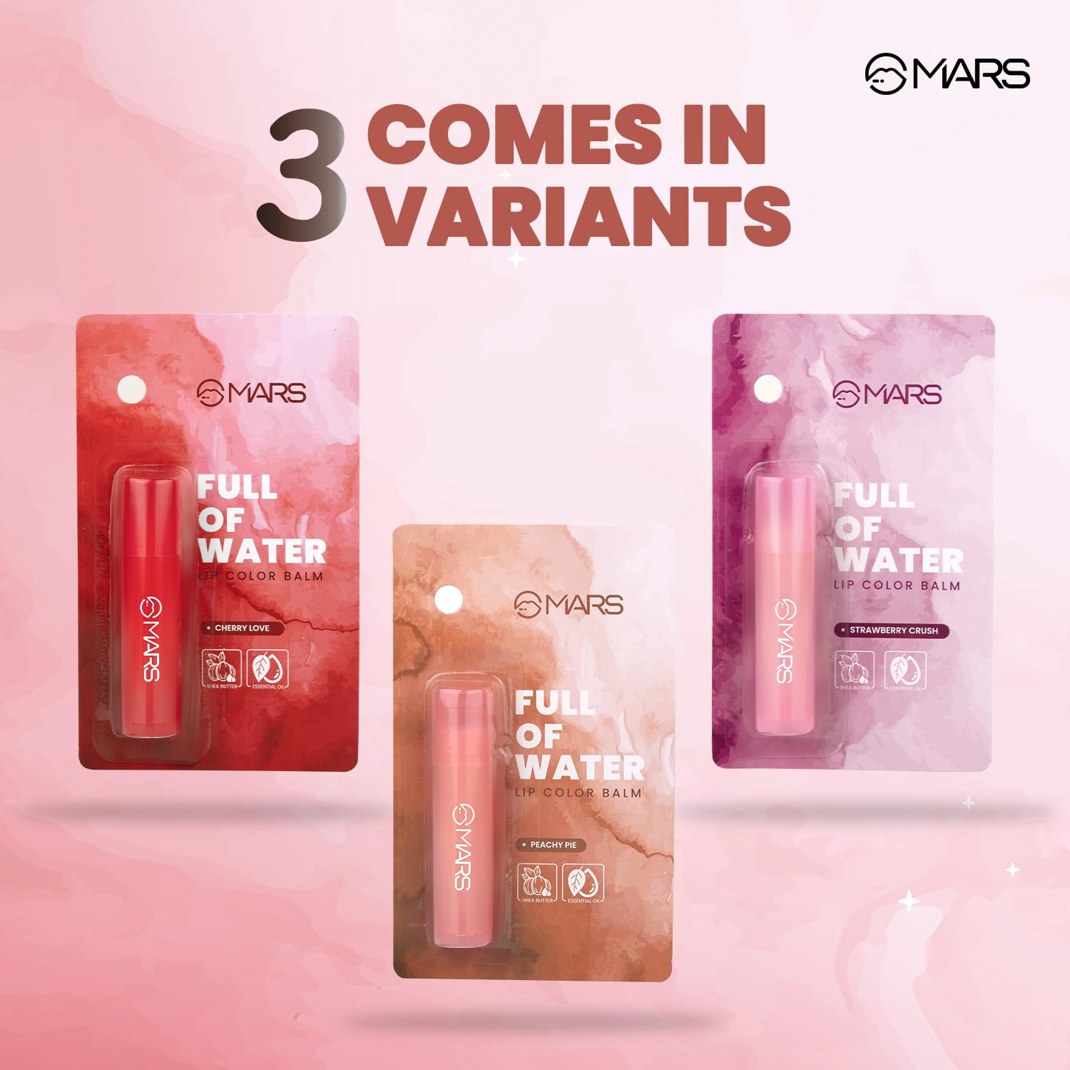 MARS Full of Water Sheer Tinted Lip Balm (4.2gm) (Cherry Love) | Enriched with Shea Butter | Hydration & Moisturising | Lightweight Formula