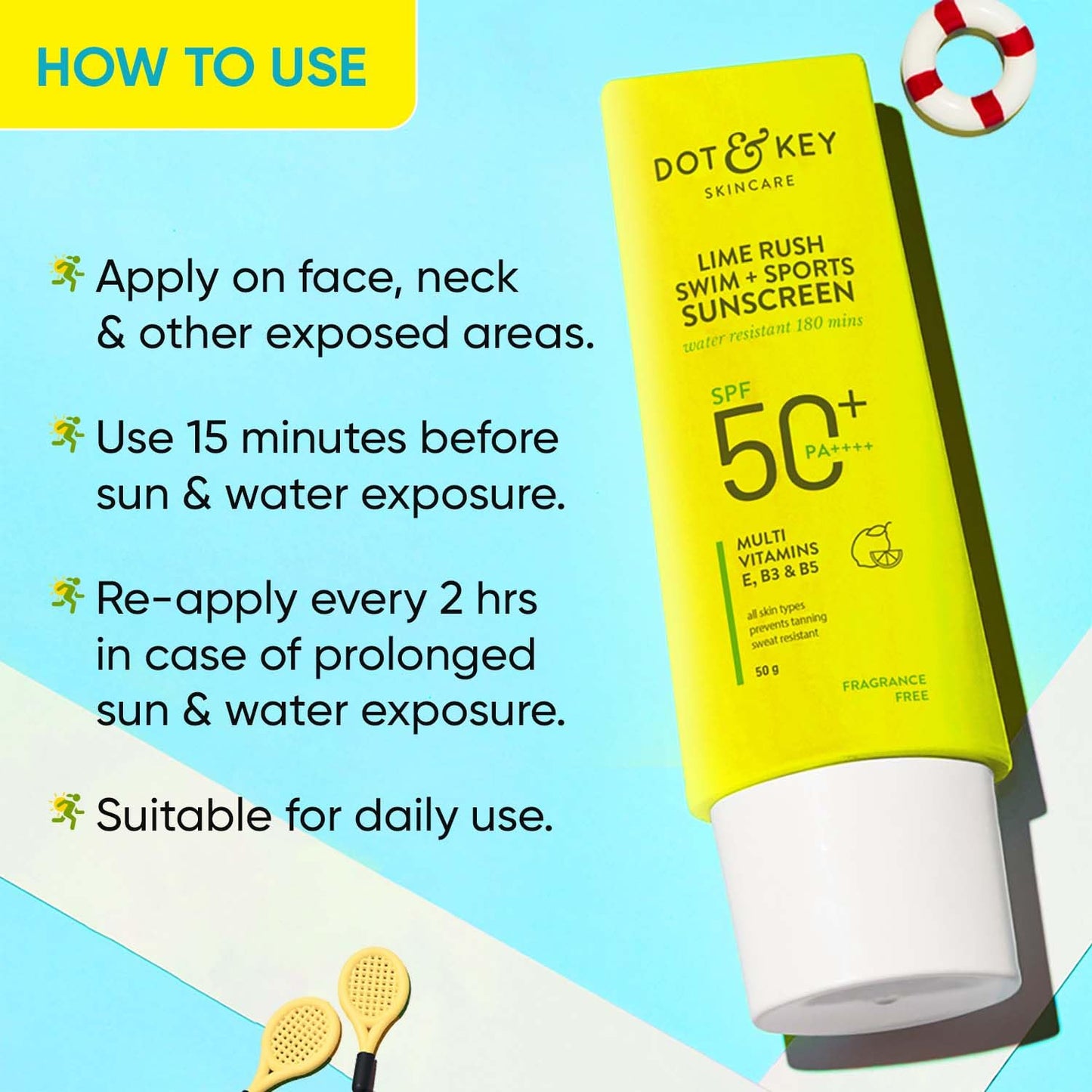 Lime Rush Swim + Sports Sunscreen SPF 50