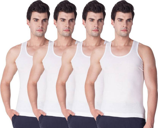 Pack of 4 Men's Cotton Vests for Everyday Comfort