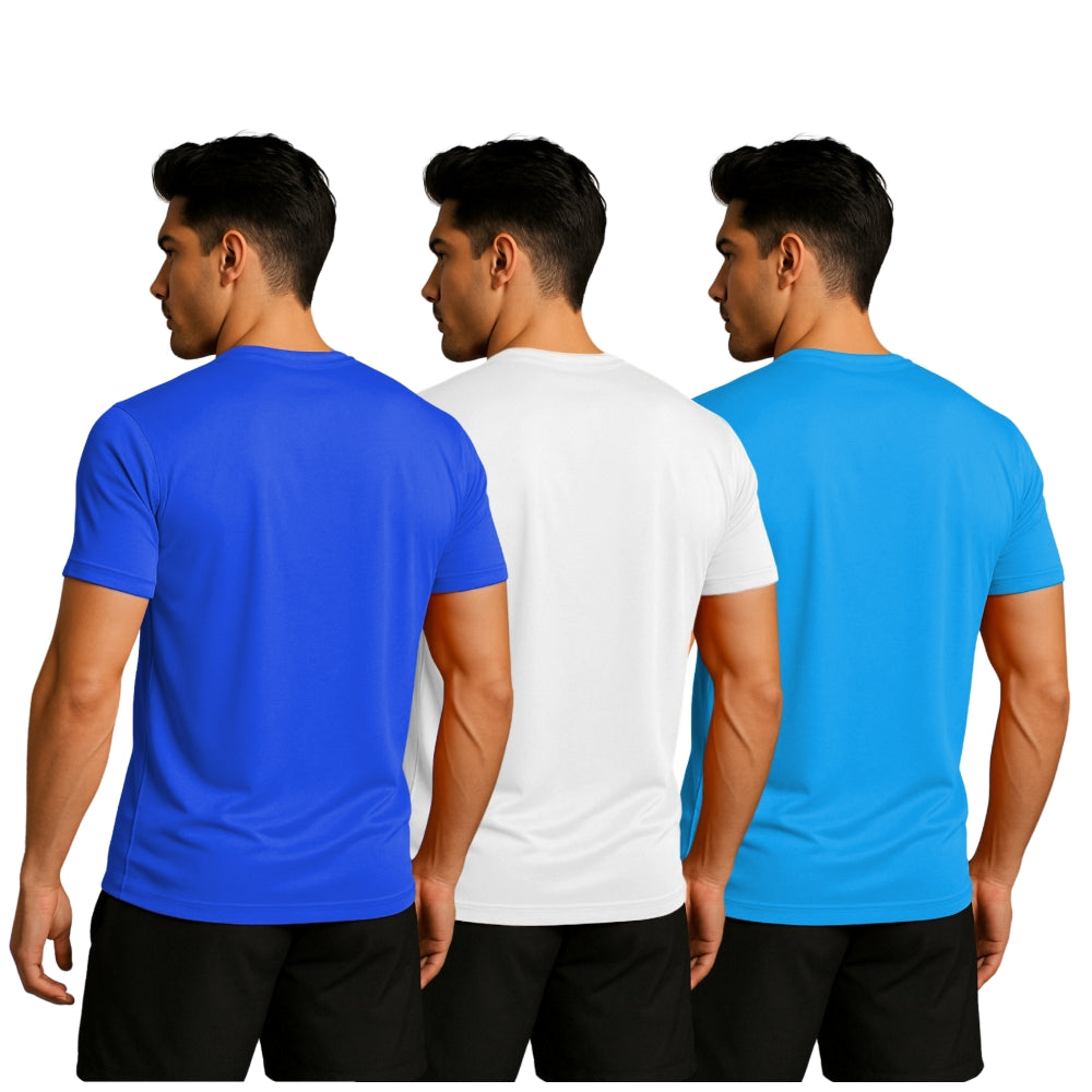 Printed Men Solid Round Neck Polyester T-Shirt (Pack of 3)