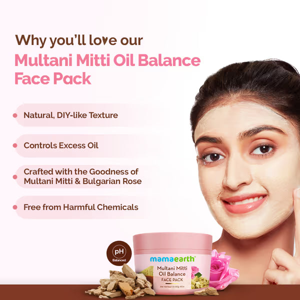 Multani Mitti Oil Balance Face Pack with Multani Mitti & Bulgarian Rose for Normal to Oily Skin