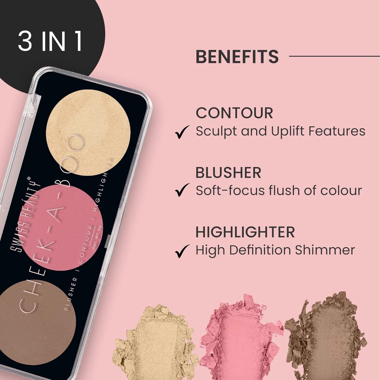 Cheek-A-Boo Face Palette with Blusher Contour Highlighter