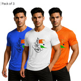Printed Men Solid Round Neck Polyester T-Shirt (Pack of 3)