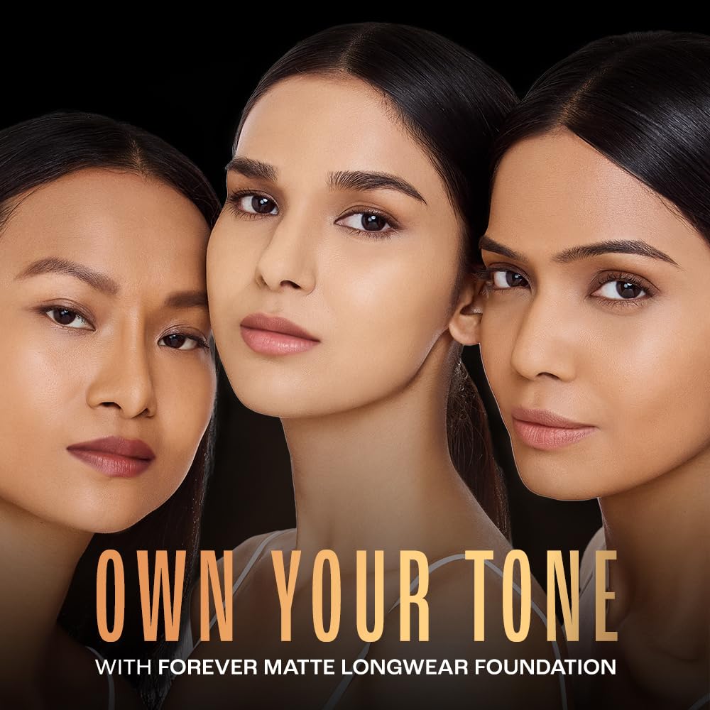 Lakme Forever Matte Longwear Foundation with SPF 15 and Active Niacinamide | Brightens Skin | Long Lasting Matte Finish - 25 ml