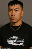 Men's Black T-Shirt with Vintage Car Print
