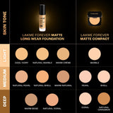 Lakme Forever Matte Longwear Foundation with SPF 15 and Active Niacinamide | Brightens Skin | Long Lasting Matte Finish - 25 ml