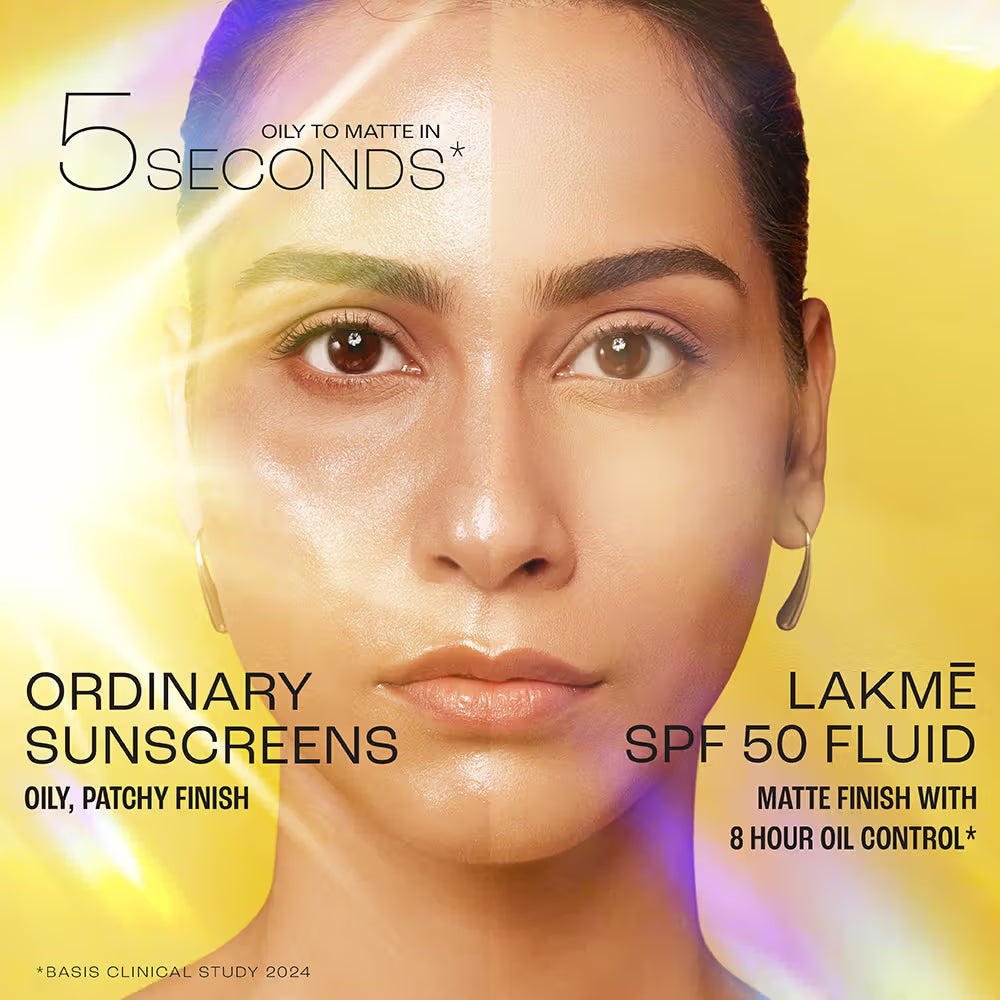 Lakme Sun Expert Dry Matte Fluid SPF 50++++ Sunscreen with 1% niacinamide & ceramide, for oily skin & combination skin 50ml