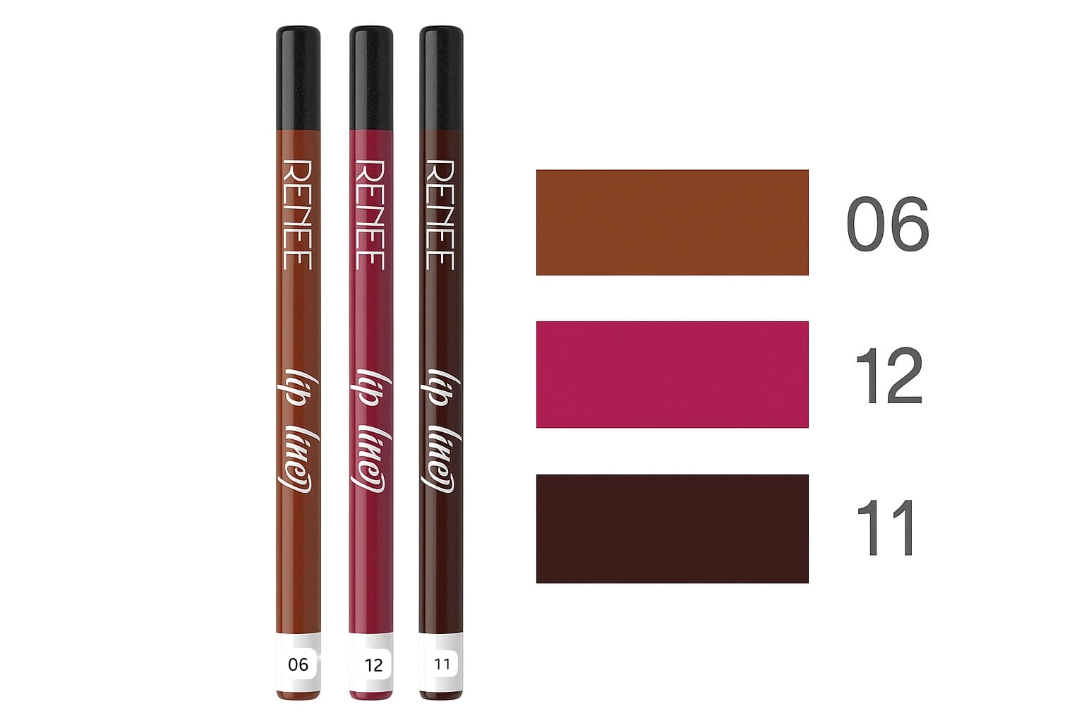 RENEE Define Matte Pencil Lip Liner - pack of 3