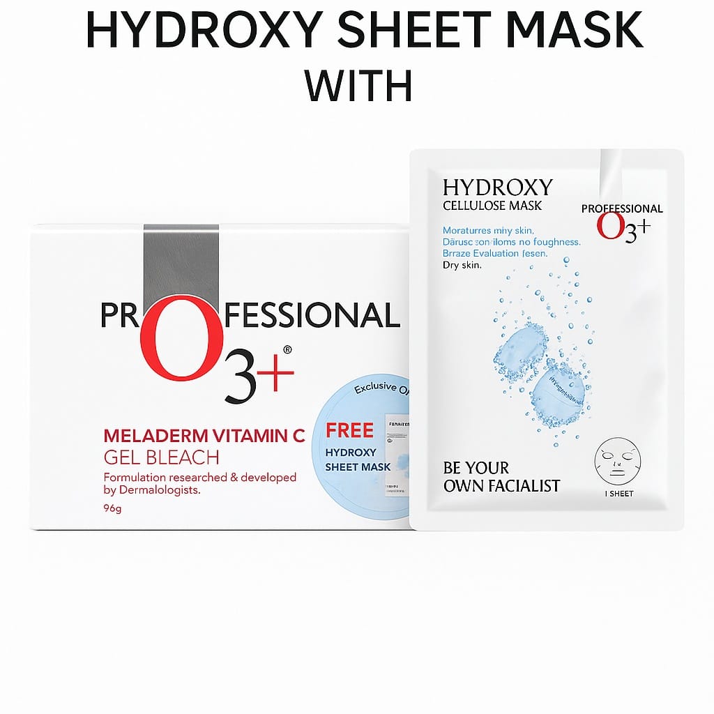 O3+ Meladerm Vitamin C Gel Bleach Free O3+ Facialist Hyaluronic Hydroxy Cellulose Mask