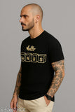 Black Cotton Graphic T-Shirt with 'Hello Genius' Design