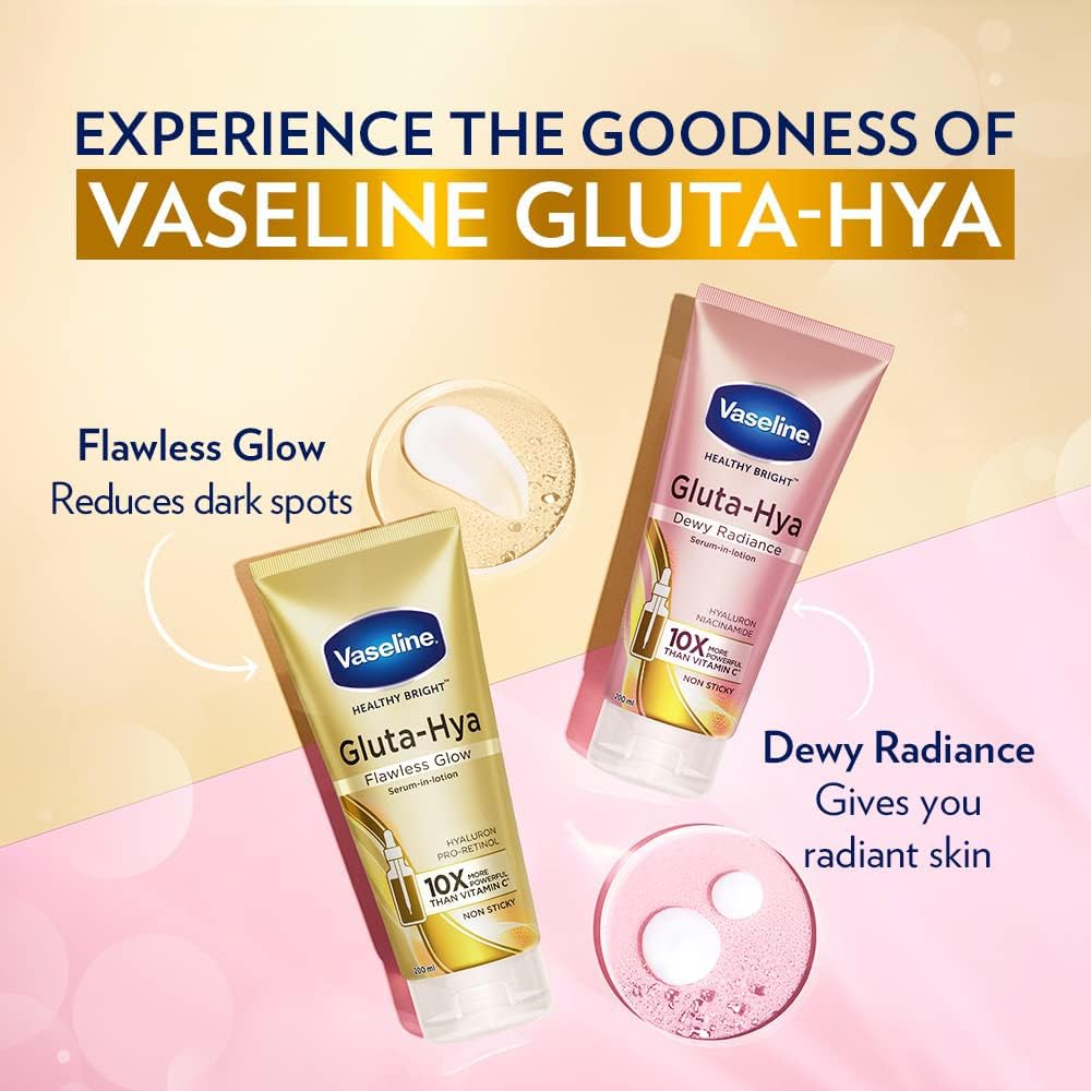 Vaseline Gluta-Hya Flawless Glow Lotion for Face & Body | Gives Brighter Skin